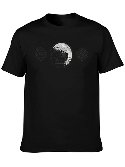 Camiseta Negra Hombre - Diseño Lunar Abstracto