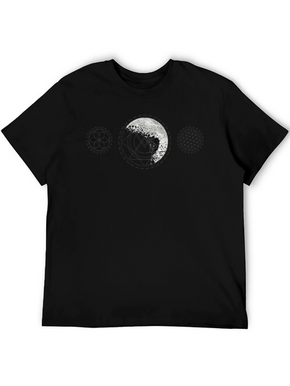 Camiseta Negra Hombre - Diseño Lunar Abstracto