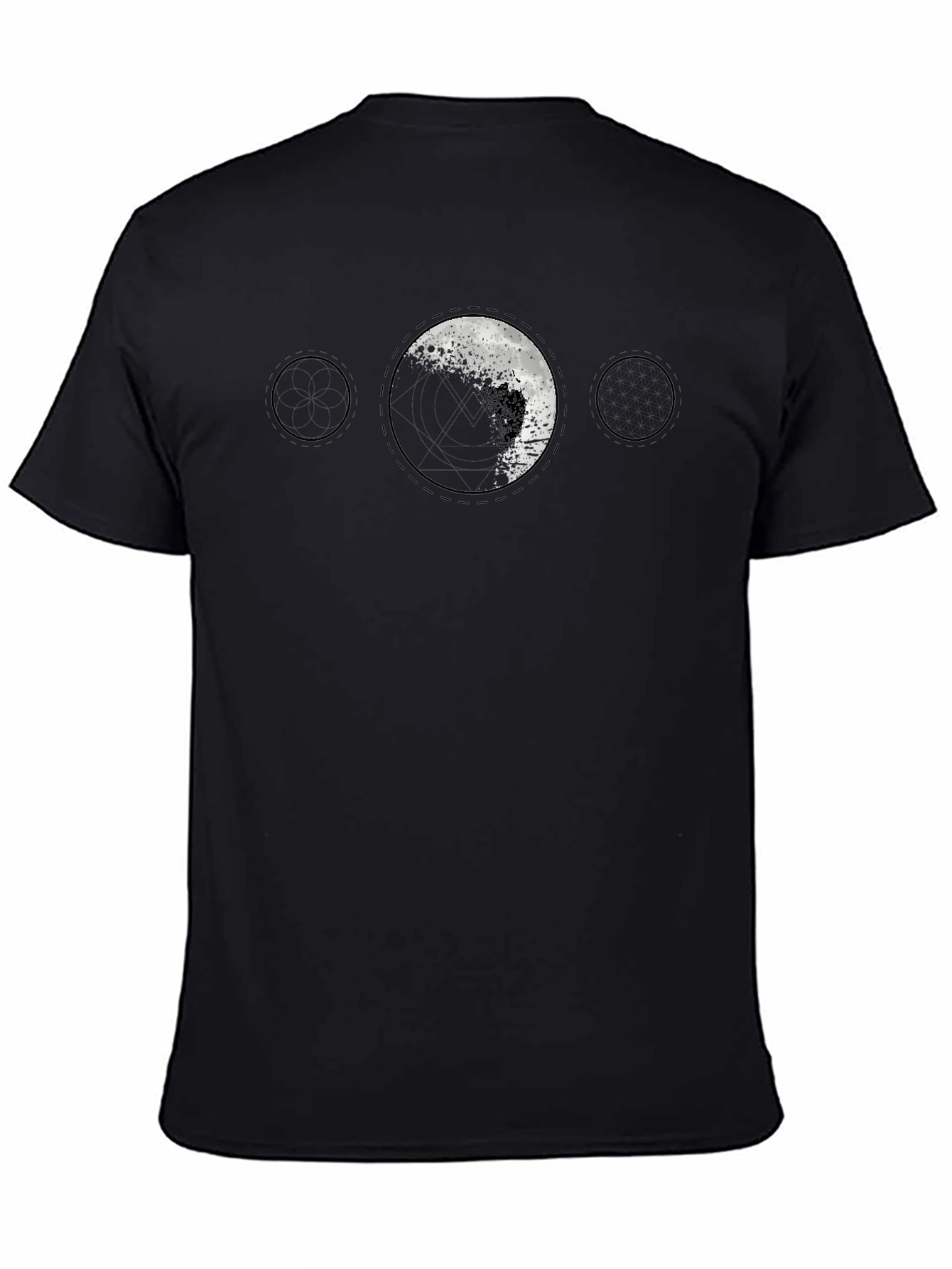 Camiseta Negra Hombre - Diseño Lunar Abstracto