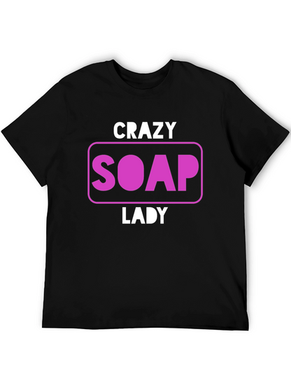 Camiseta Negra Divertida Crazy Soap Lady