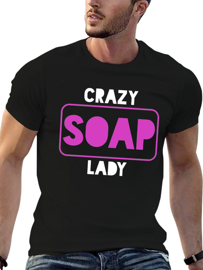 Camiseta Negra Divertida Crazy Soap Lady