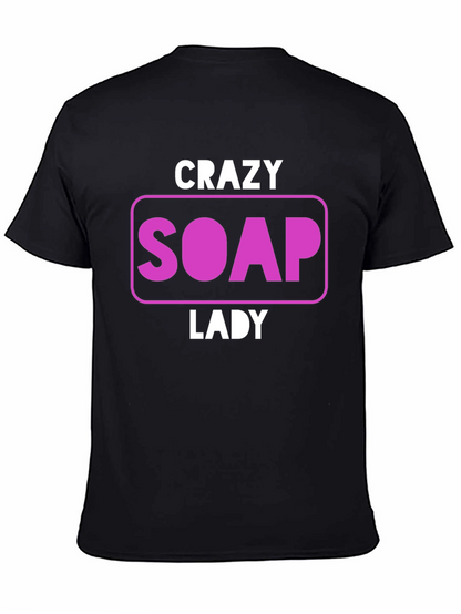 Camiseta Negra Divertida Crazy Soap Lady