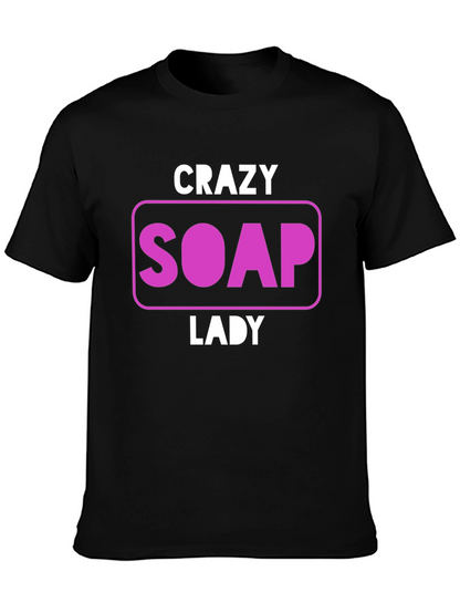 Camiseta Negra Divertida Crazy Soap Lady