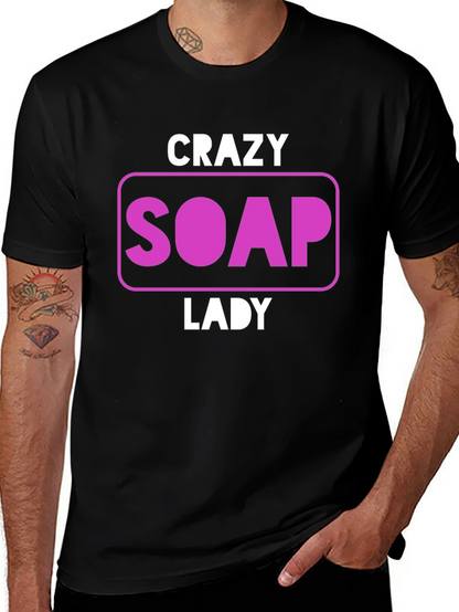 Camiseta Negra Divertida Crazy Soap Lady