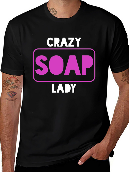Camiseta Negra Divertida Crazy Soap Lady