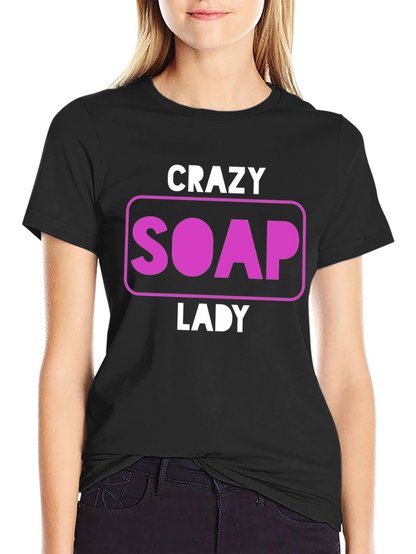 Camiseta Negra Divertida Crazy Soap Lady