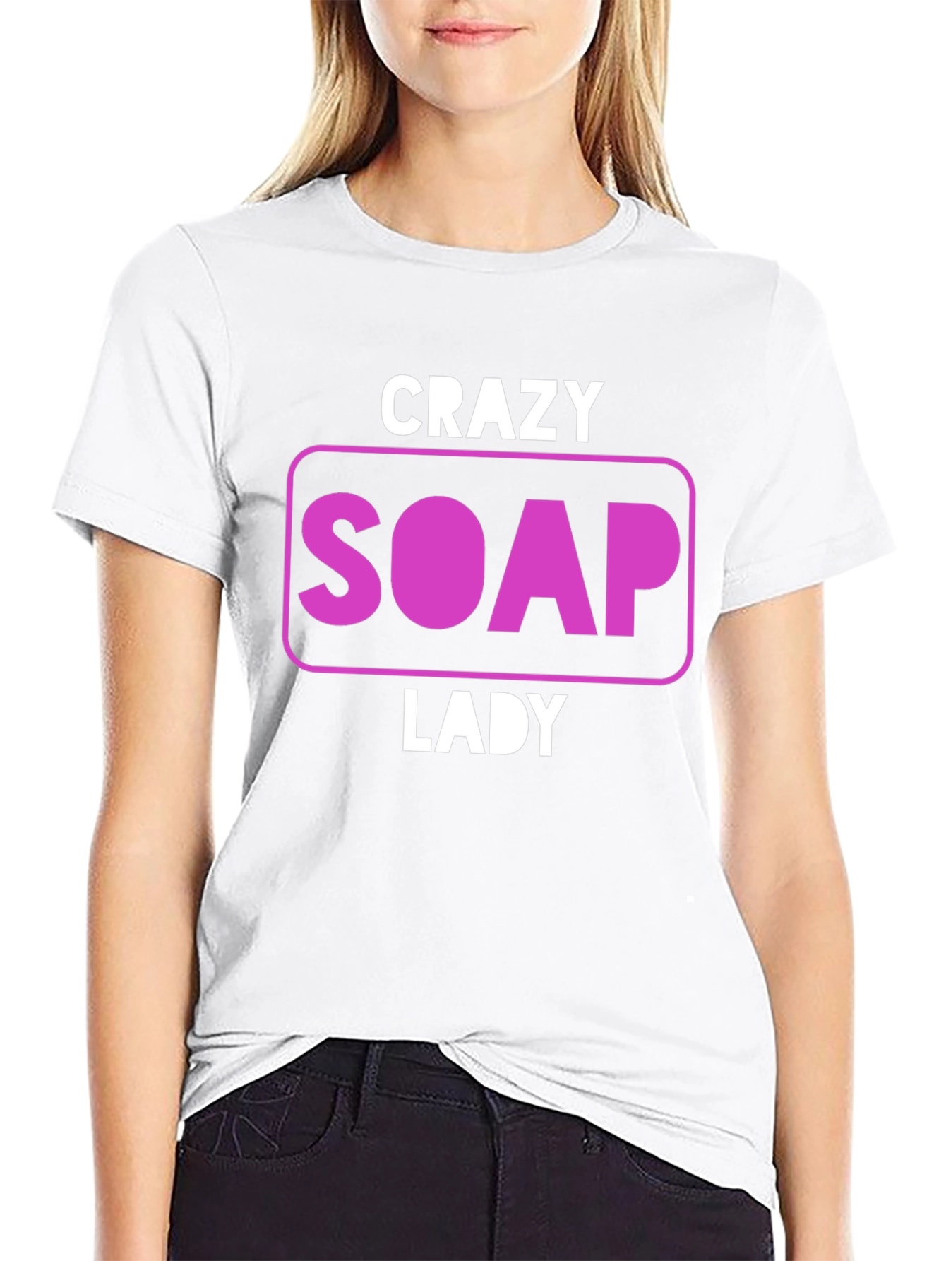 Camiseta Negra Divertida Crazy Soap Lady
