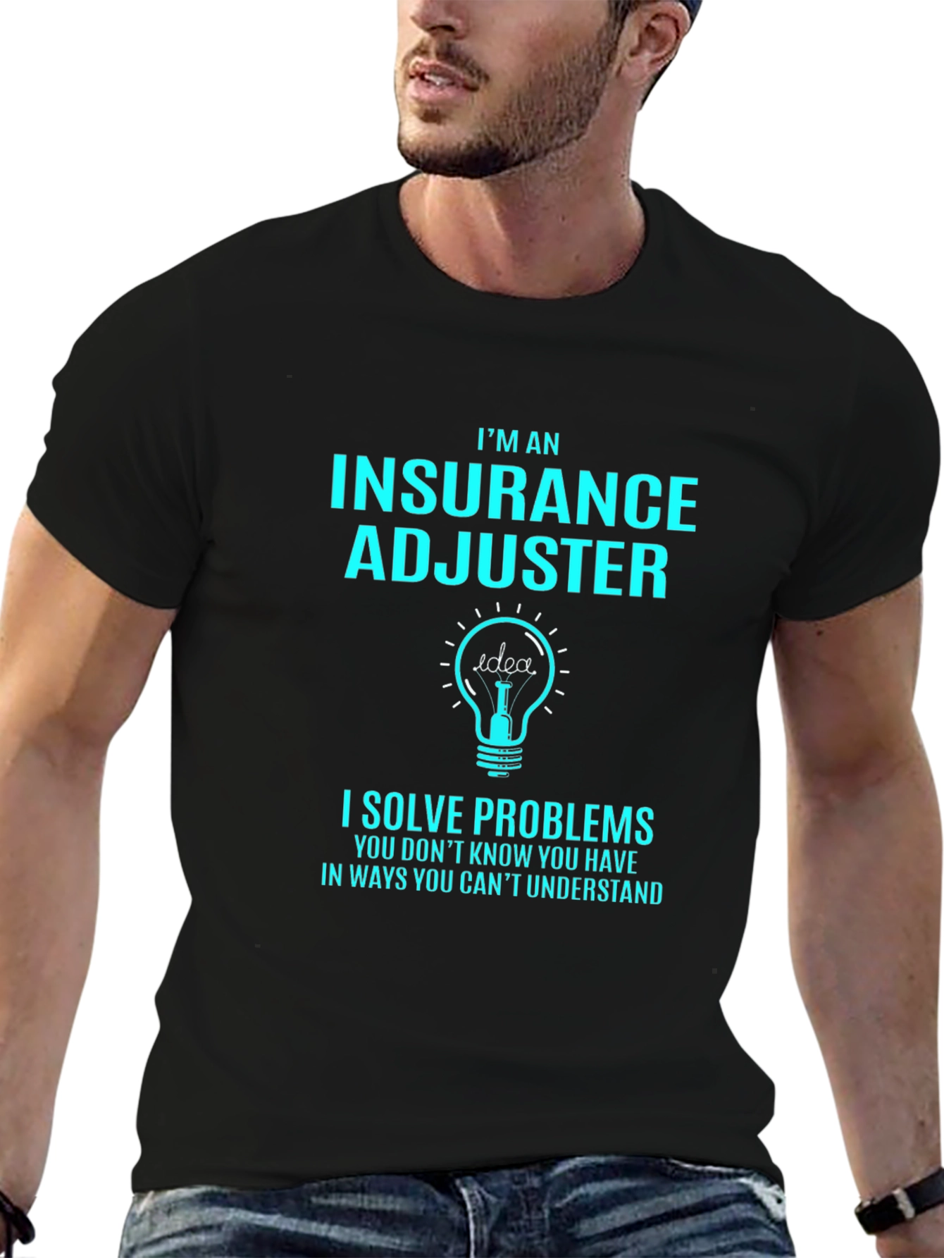 Camiseta Negra Ajustador de Seguros - Resuelve Problemas