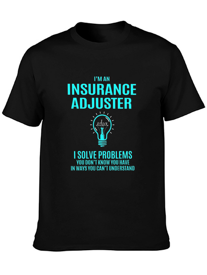 Camiseta Negra Ajustador de Seguros - Resuelve Problemas