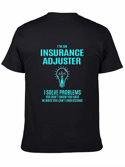Camiseta Negra Ajustador de Seguros - Resuelve Problemas