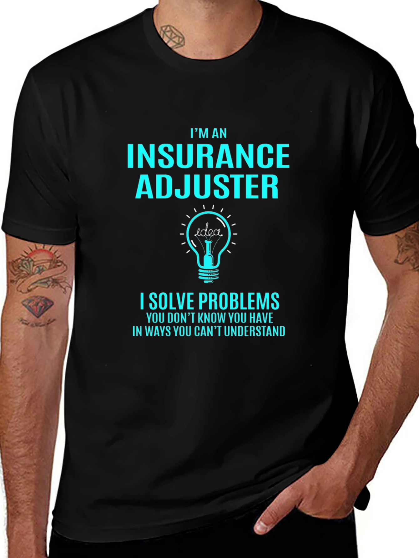 Camiseta Negra Ajustador de Seguros - Resuelve Problemas