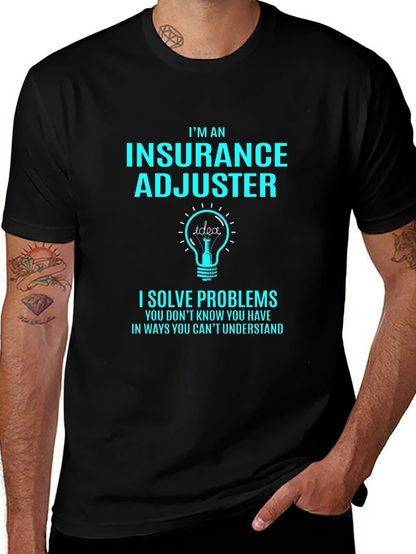 Camiseta Negra Ajustador de Seguros - Resuelve Problemas