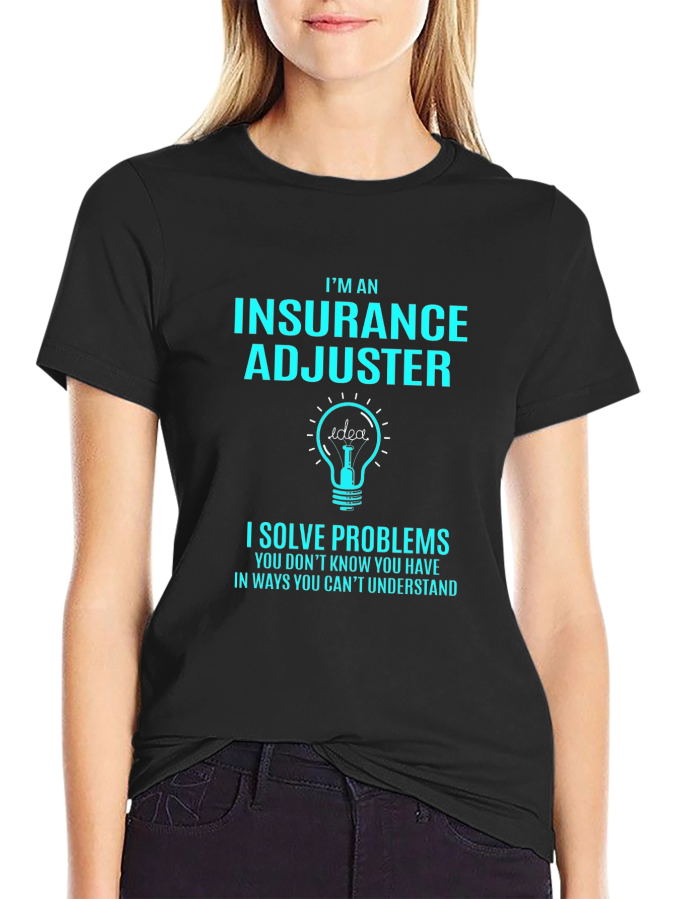 Camiseta Negra Ajustador de Seguros - Resuelve Problemas