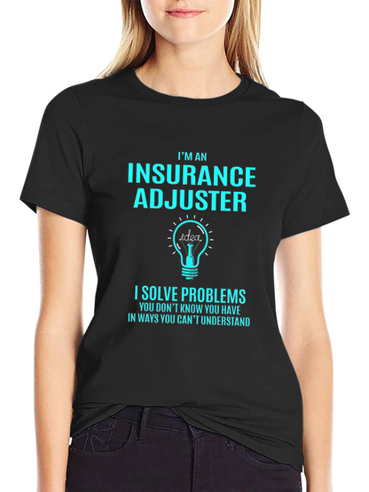 Camiseta Negra Ajustador de Seguros - Resuelve Problemas