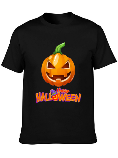 Camiseta Negra con Diseño de Calabaza Halloween