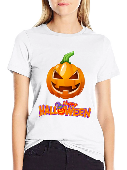 Camiseta Negra con Diseño de Calabaza Halloween