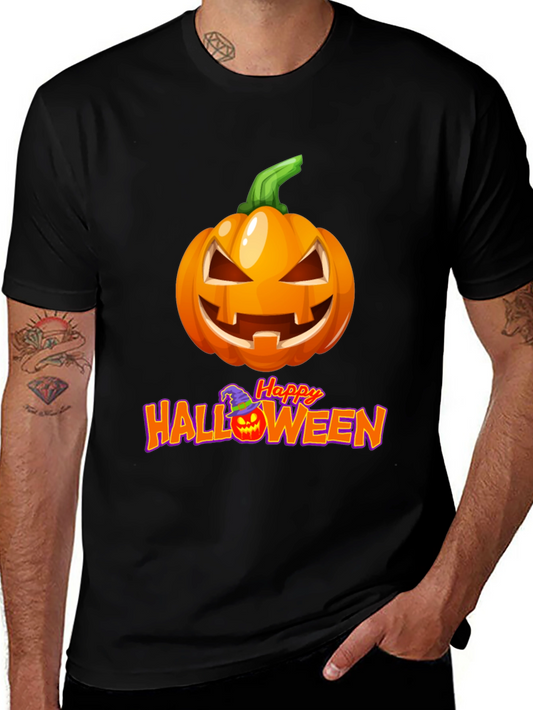 Camiseta Negra con Diseño de Calabaza Halloween