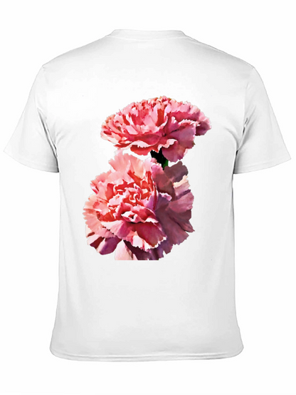 Camiseta Negra con Flores Rosadas para Hombre