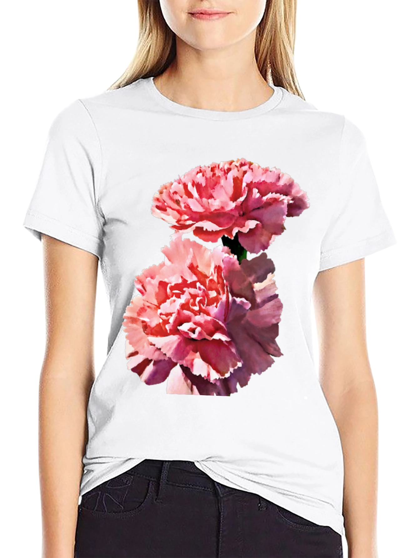 Camiseta Negra con Flores Rosadas para Hombre
