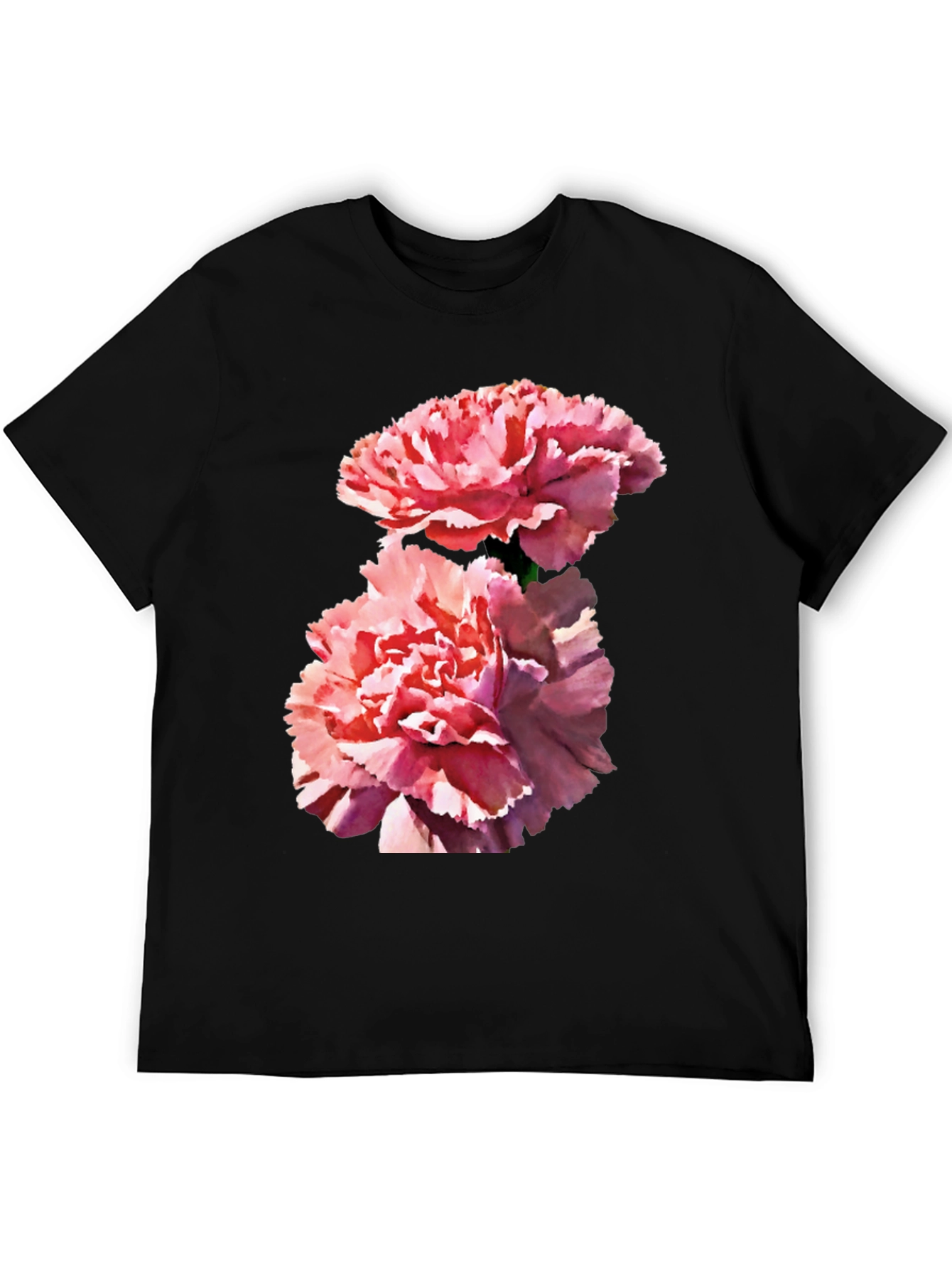 Camiseta Negra con Flores Rosadas para Hombre
