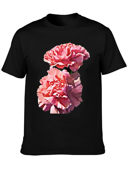 Camiseta Negra con Flores Rosadas para Hombre