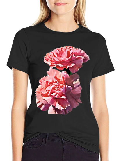 Camiseta Negra con Flores Rosadas para Hombre