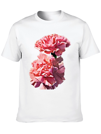 Camiseta Negra con Flores Rosadas para Hombre
