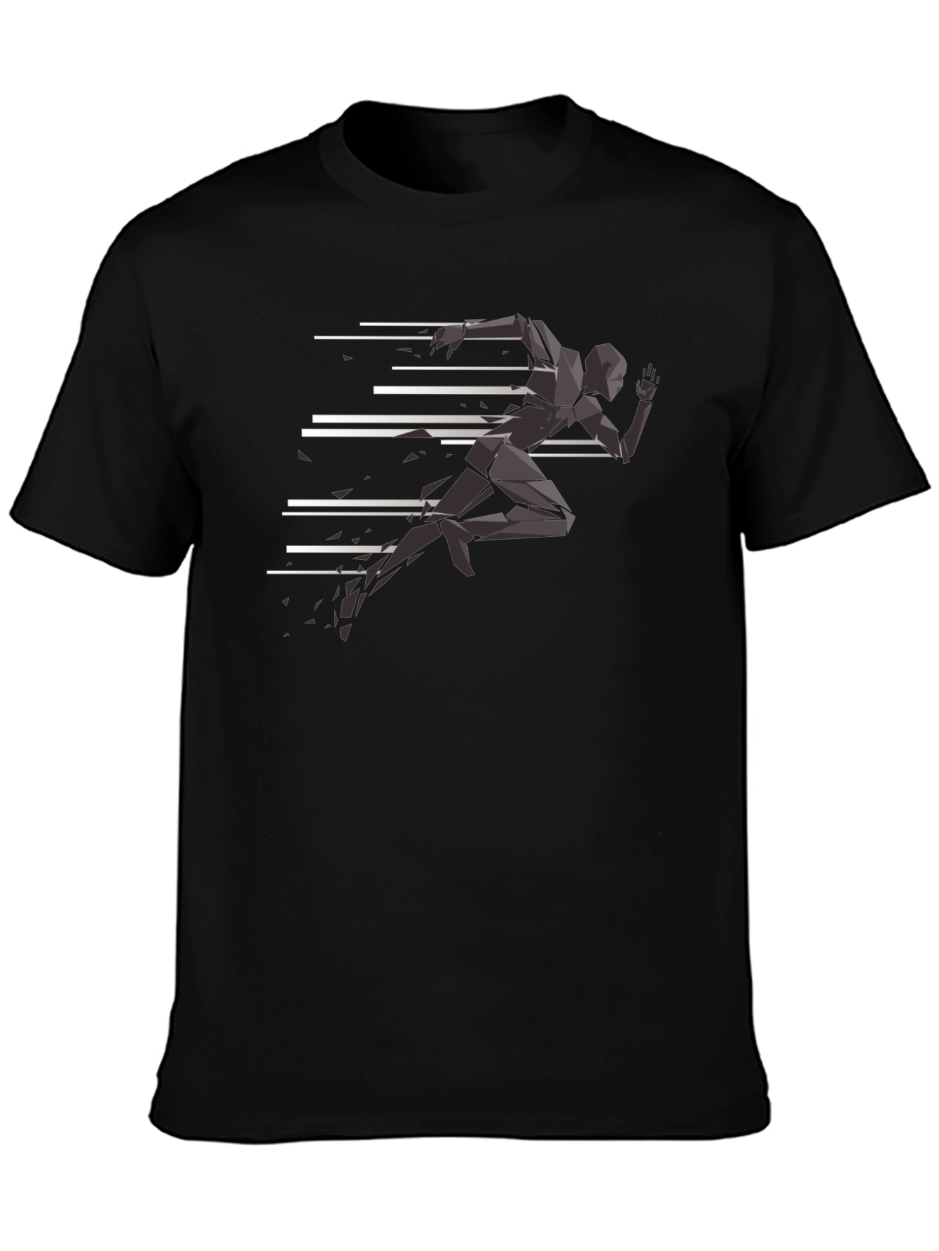 Camiseta Negra Hombre - Diseño Runner Abstracto