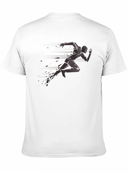 Camiseta Negra Hombre - Diseño Runner Abstracto