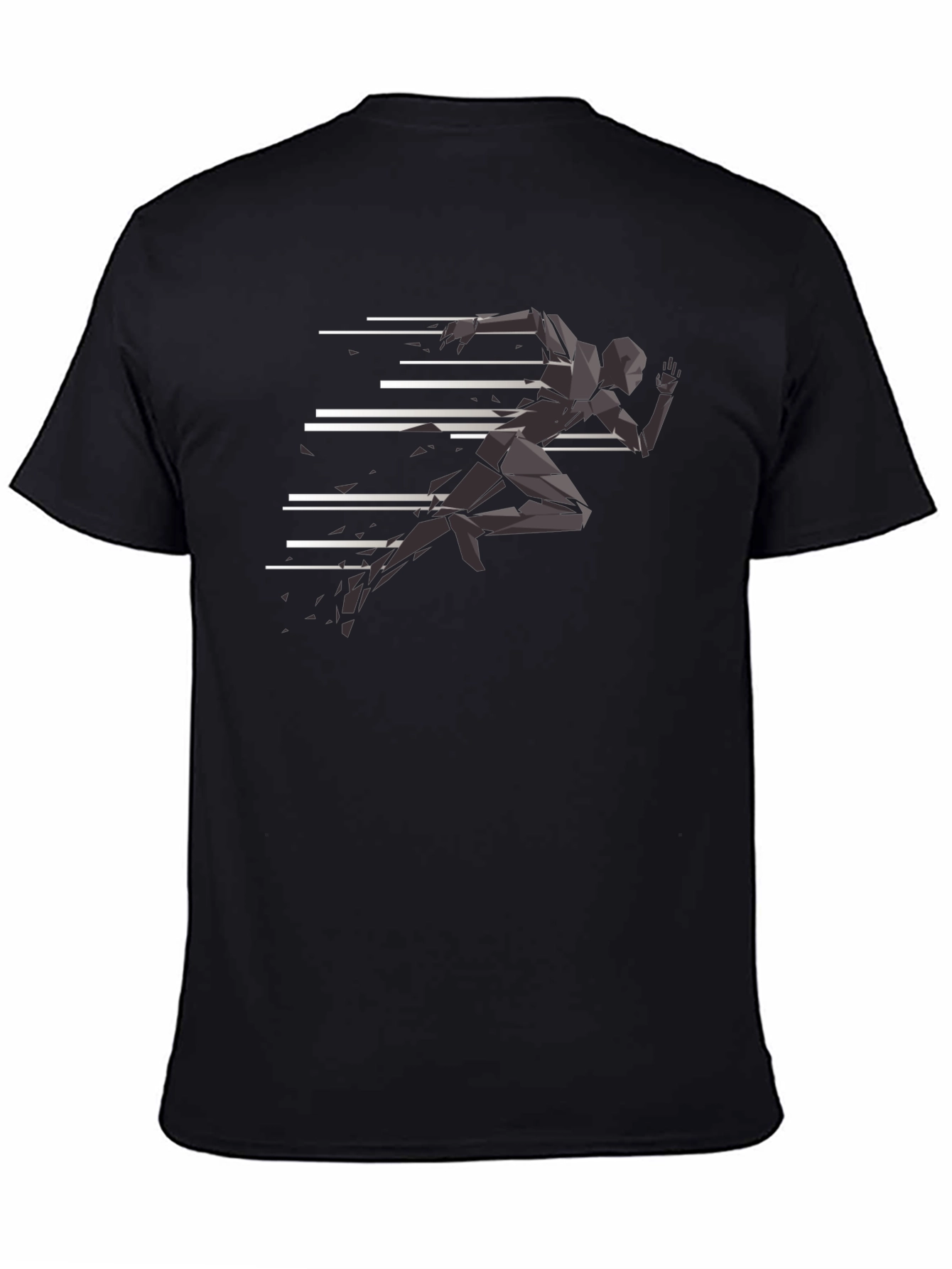 Camiseta Negra Hombre - Diseño Runner Abstracto