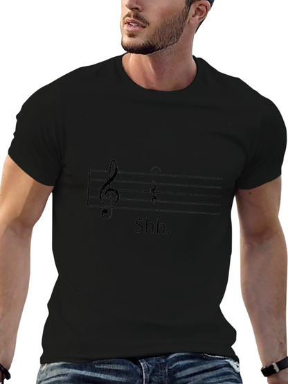 Camiseta Negra Shh Musical para Hombre