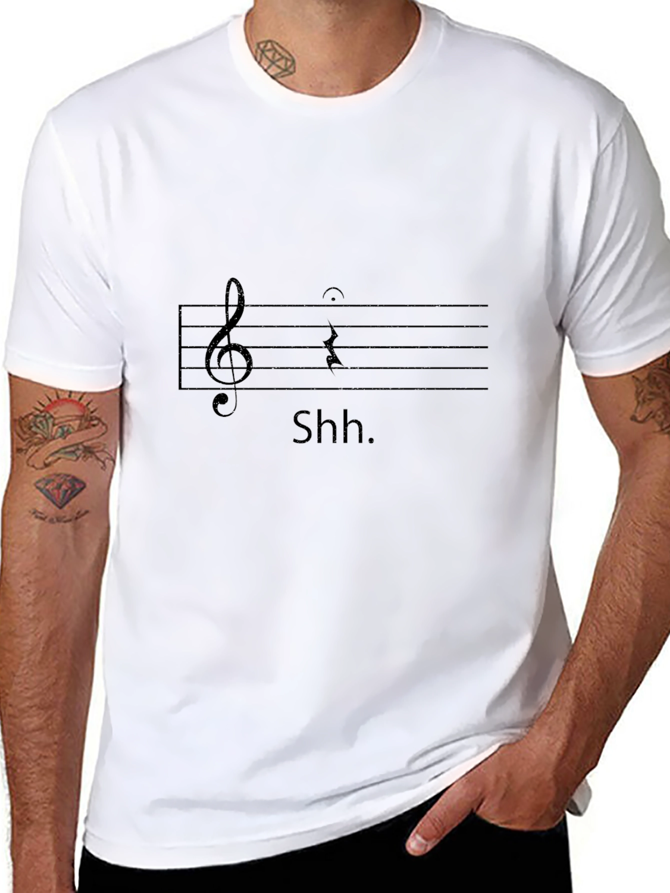 Camiseta Negra Shh Musical para Hombre