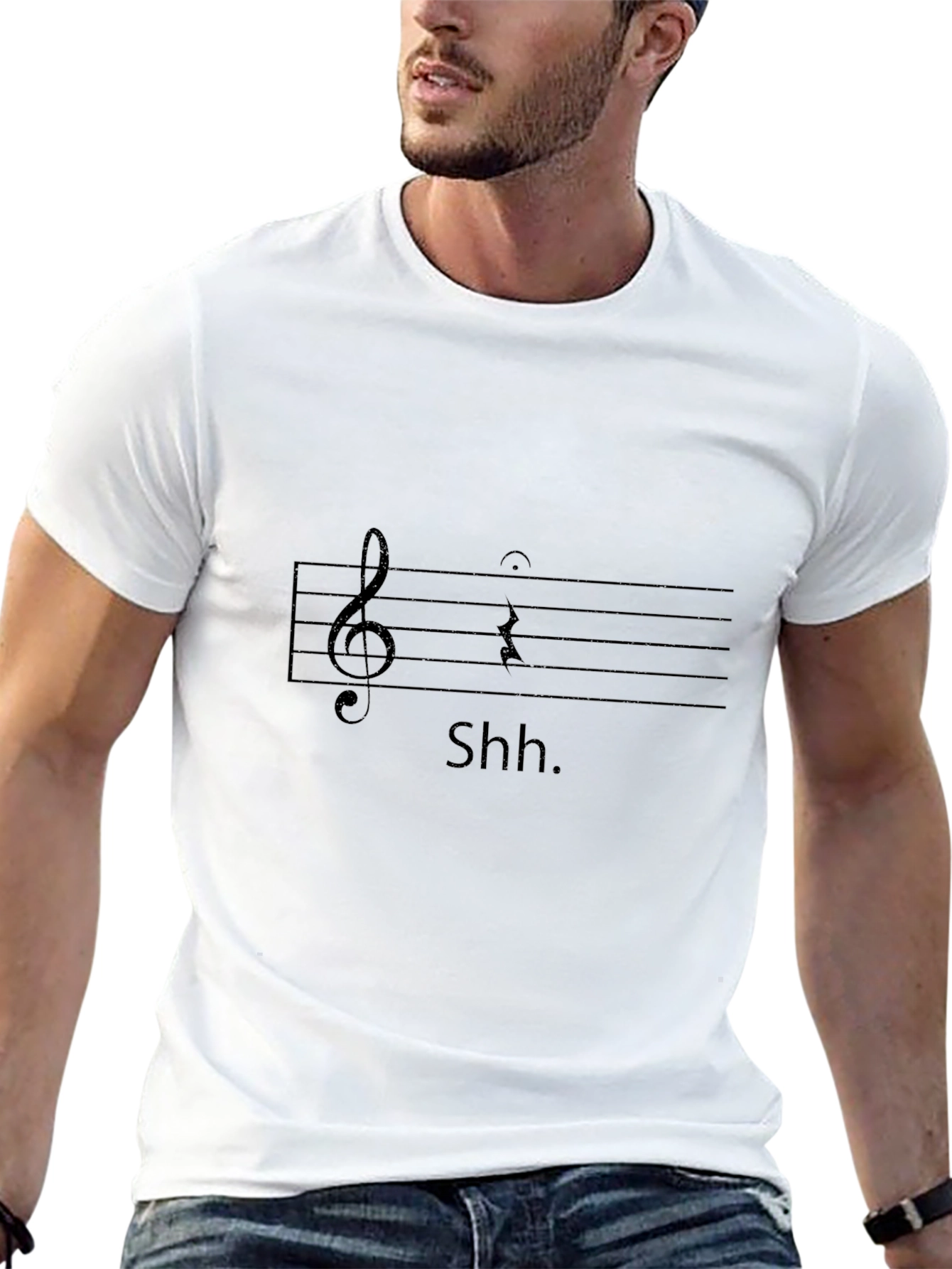 Camiseta Negra Shh Musical para Hombre