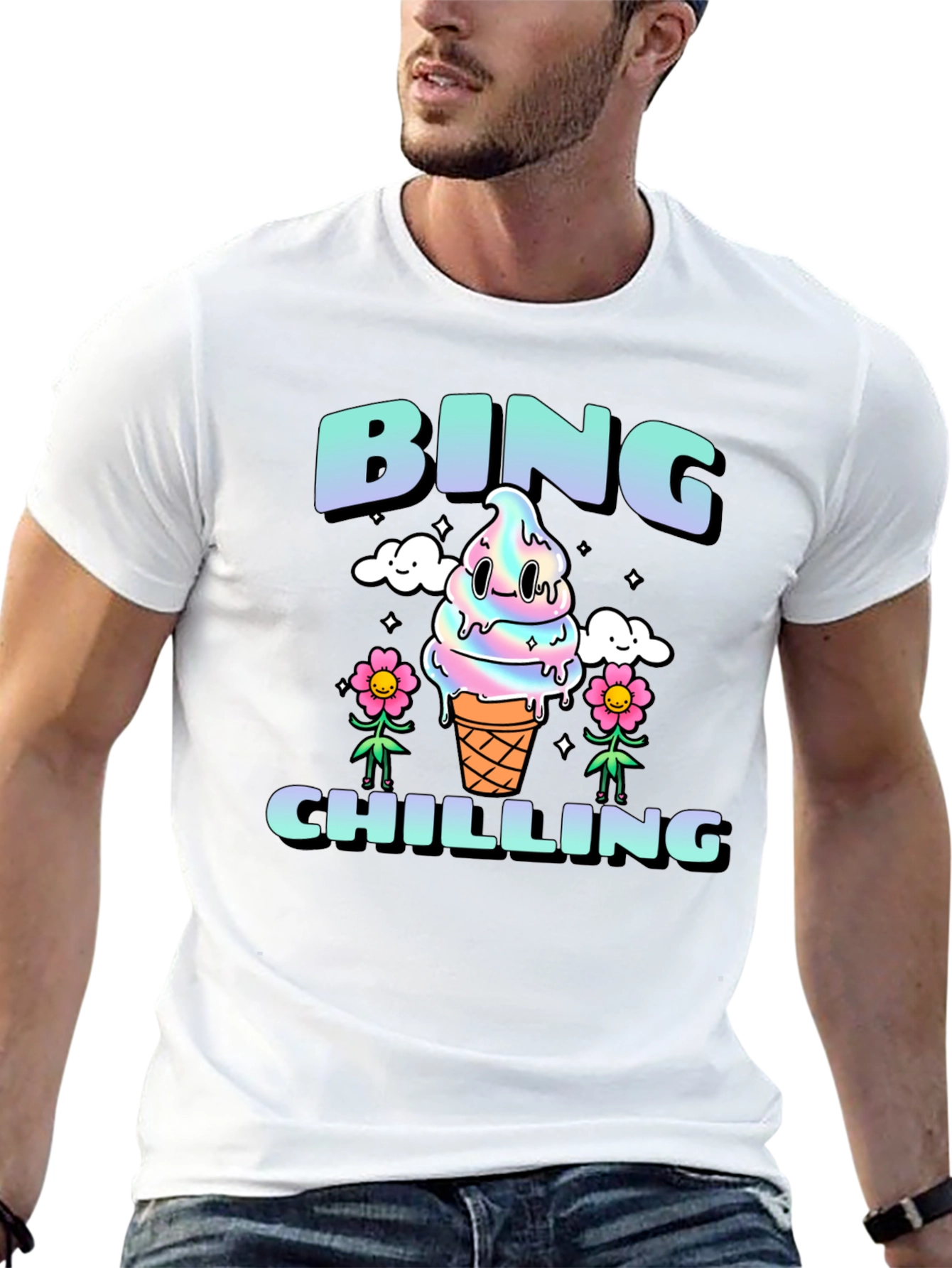 Camiseta Bing Chilling Unisex - Diseño Helado Kawaii