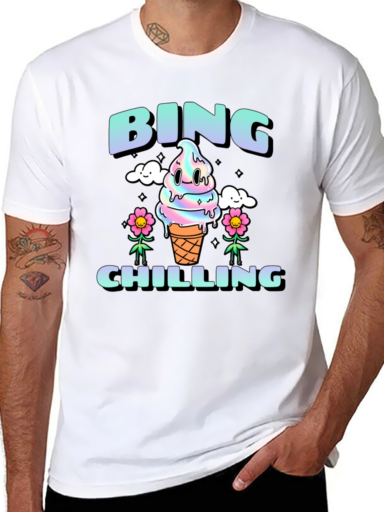 Camiseta Bing Chilling Unisex - Diseño Helado Kawaii