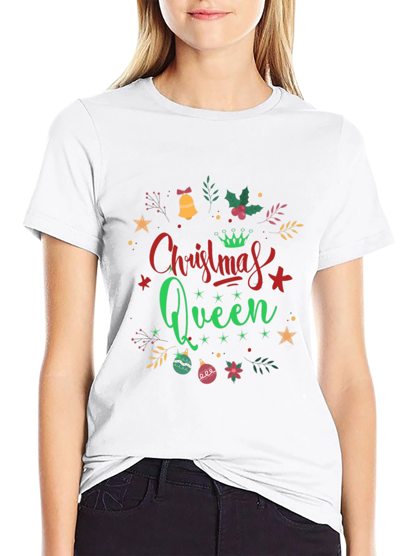 Camiseta Negra Navideña Christmas Queen