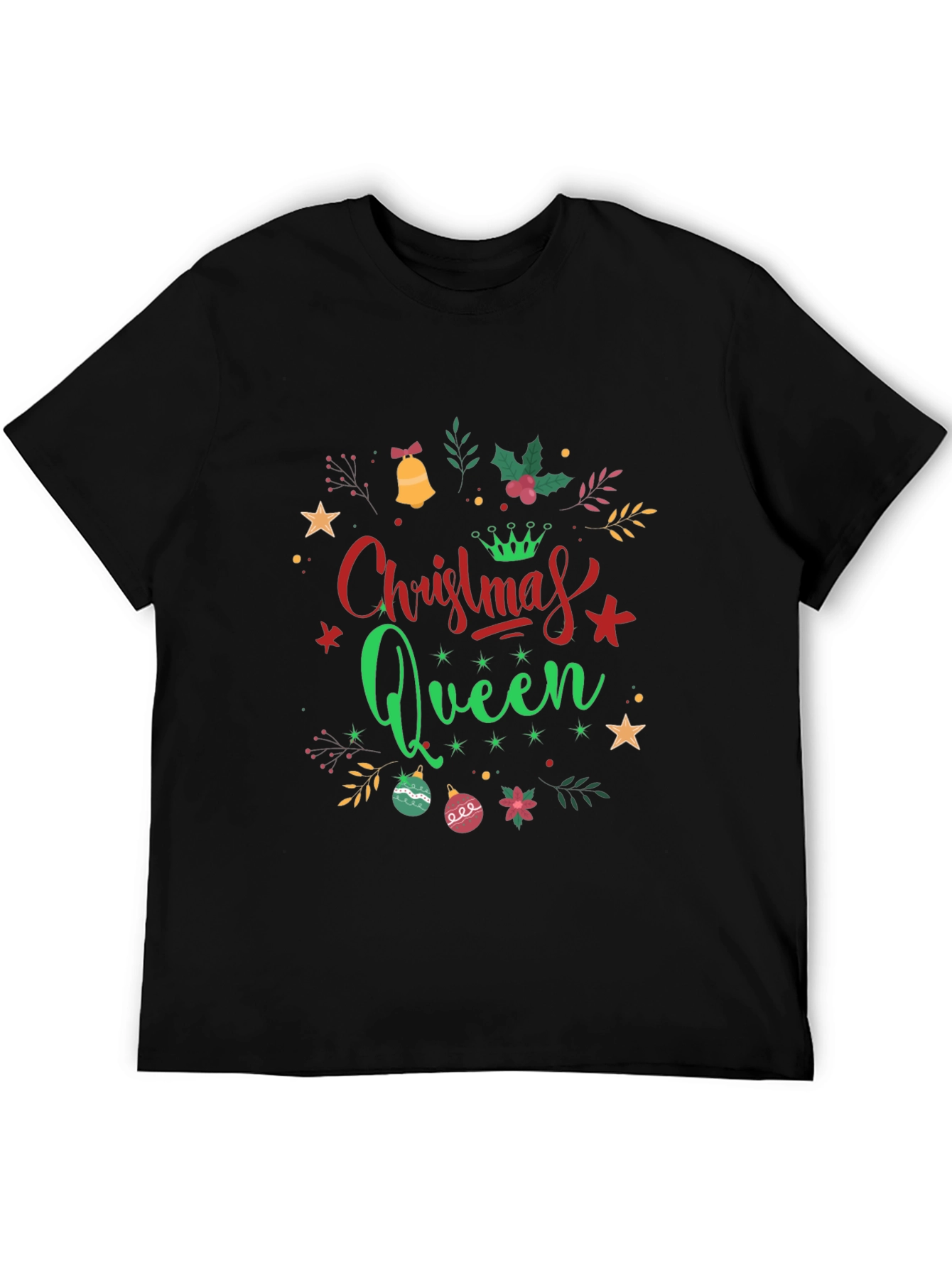 Camiseta Negra Navideña Christmas Queen