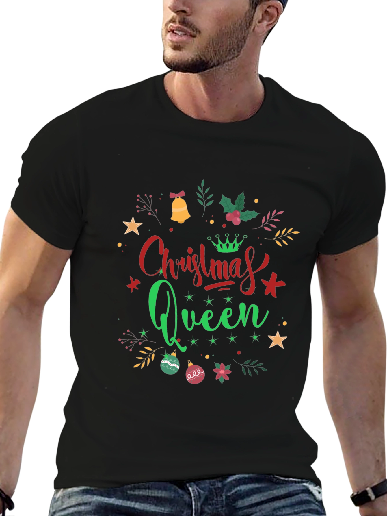 Camiseta Negra Navideña Christmas Queen