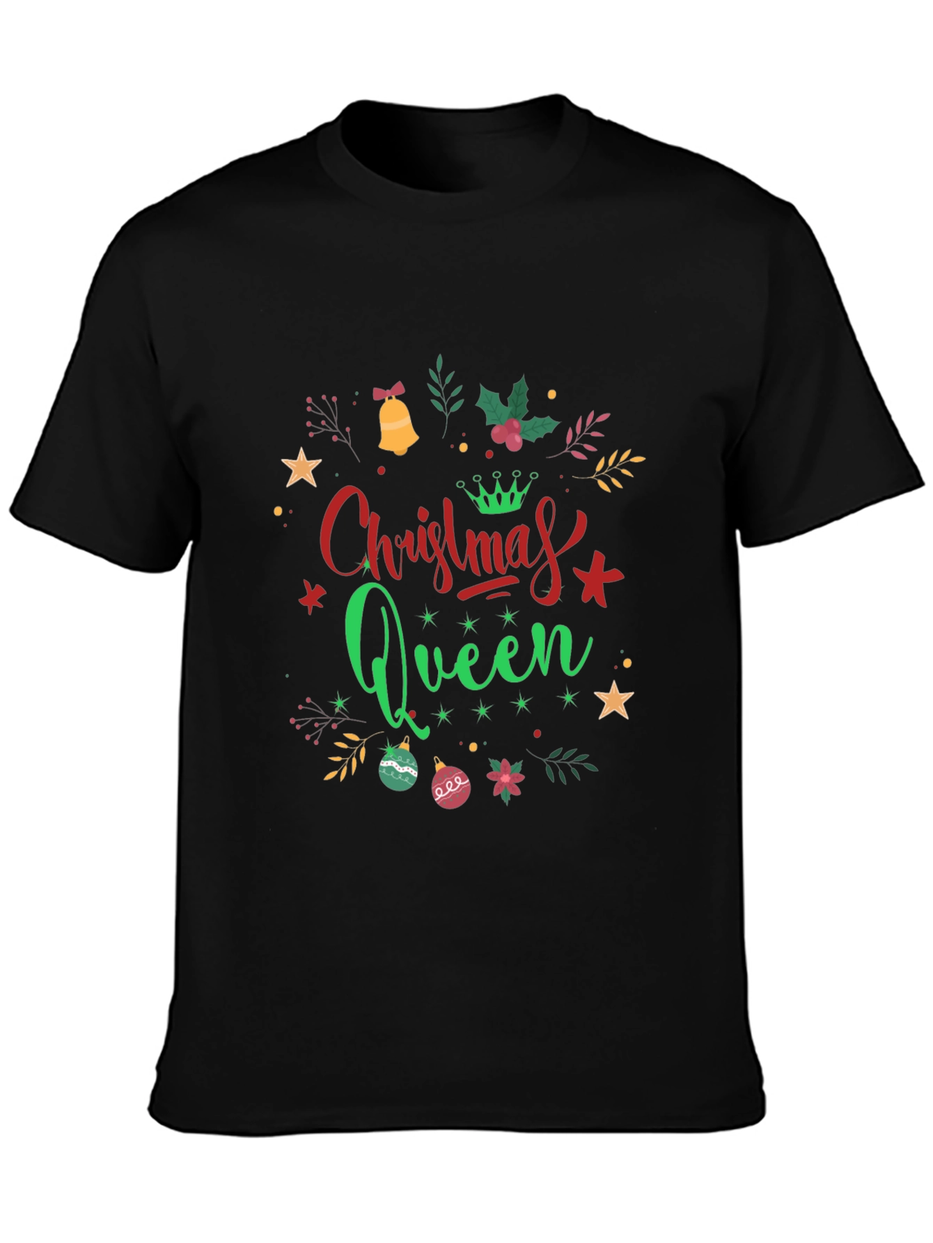 Camiseta Negra Navideña Christmas Queen