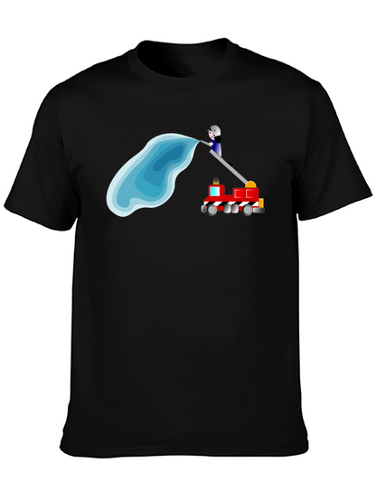 Camiseta Negra con Diseño de Bomberos