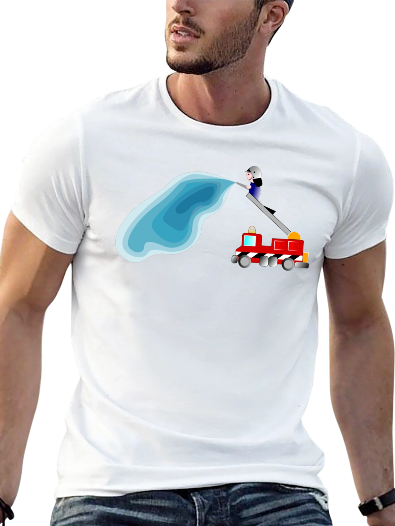 Camiseta Negra con Diseño de Bomberos