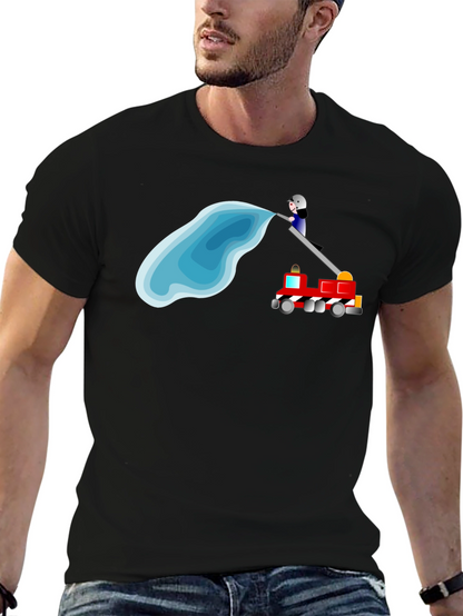 Camiseta Negra con Diseño de Bomberos
