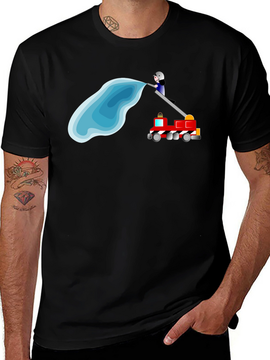 Camiseta Negra con Diseño de Bomberos