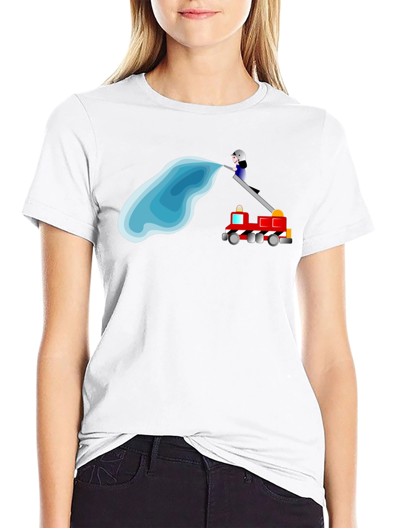 Camiseta Negra con Diseño de Bomberos