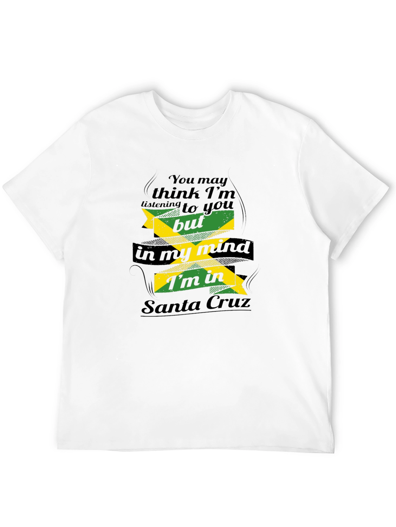 Camiseta Hombre Negra con Diseño Divertido Santa Cruz