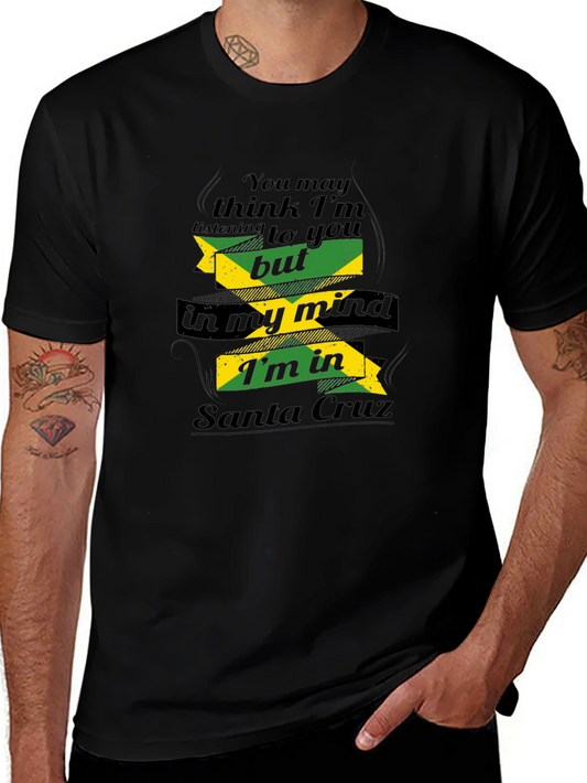 Camiseta Hombre Negra con Diseño Divertido Santa Cruz
