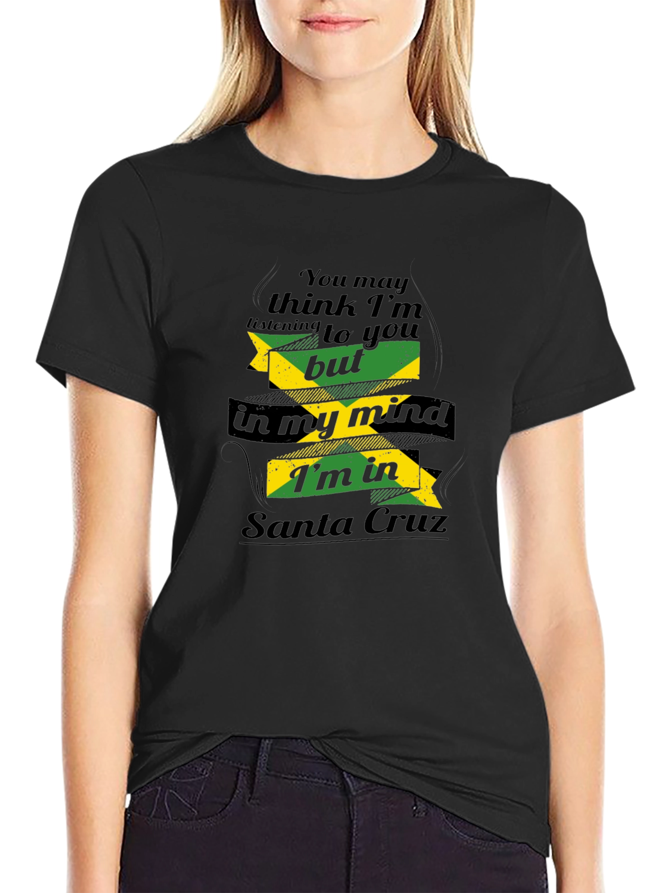 Camiseta Hombre Negra con Diseño Divertido Santa Cruz