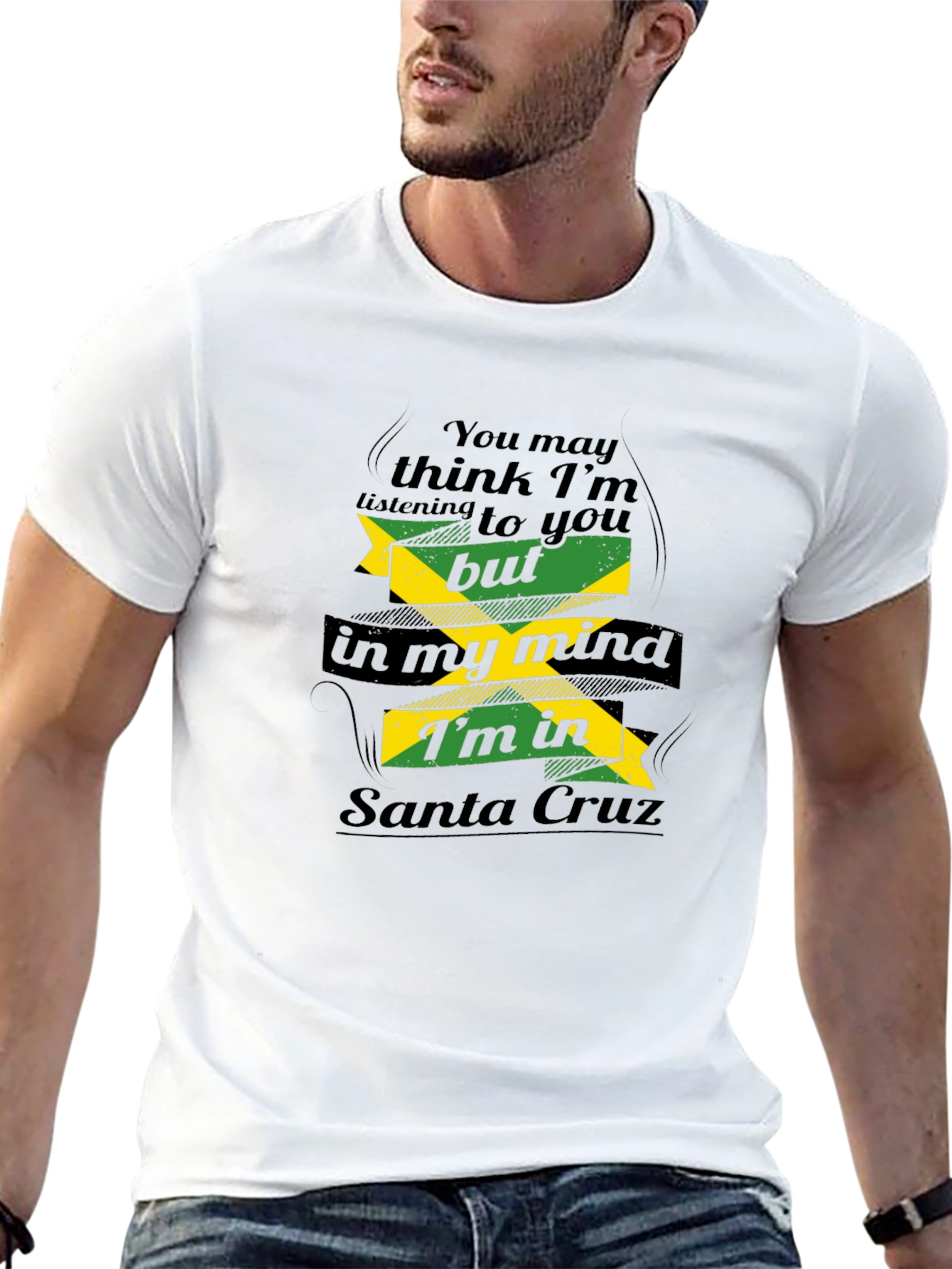 Camiseta Hombre Negra con Diseño Divertido Santa Cruz