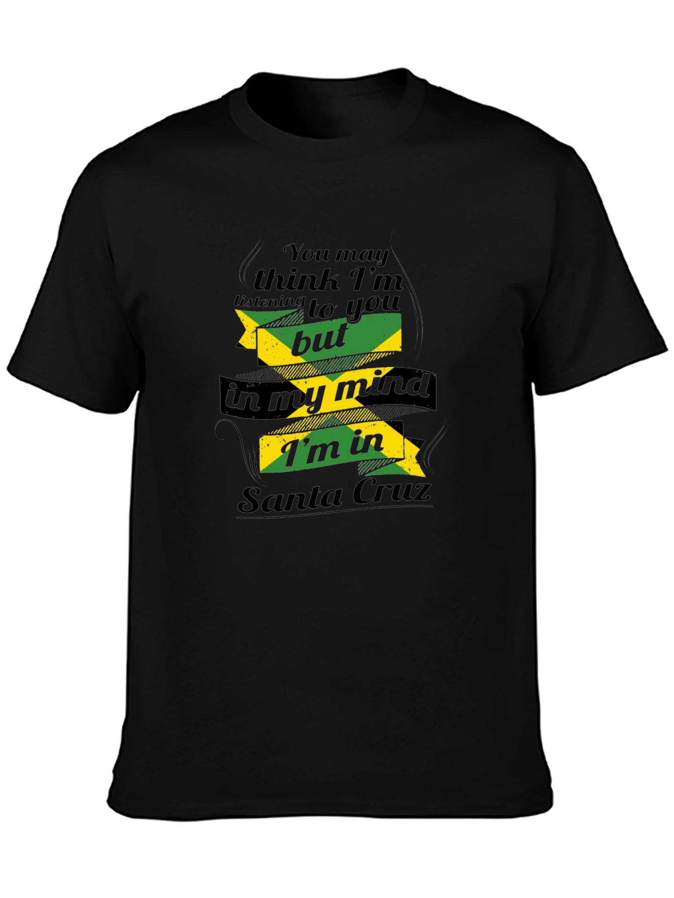 Camiseta Hombre Negra con Diseño Divertido Santa Cruz