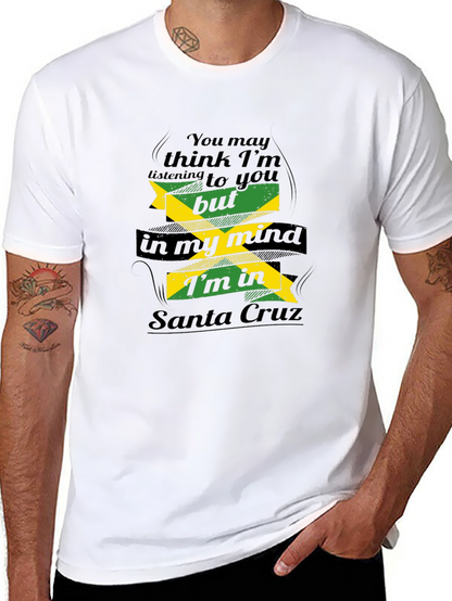 Camiseta Hombre Negra con Diseño Divertido Santa Cruz